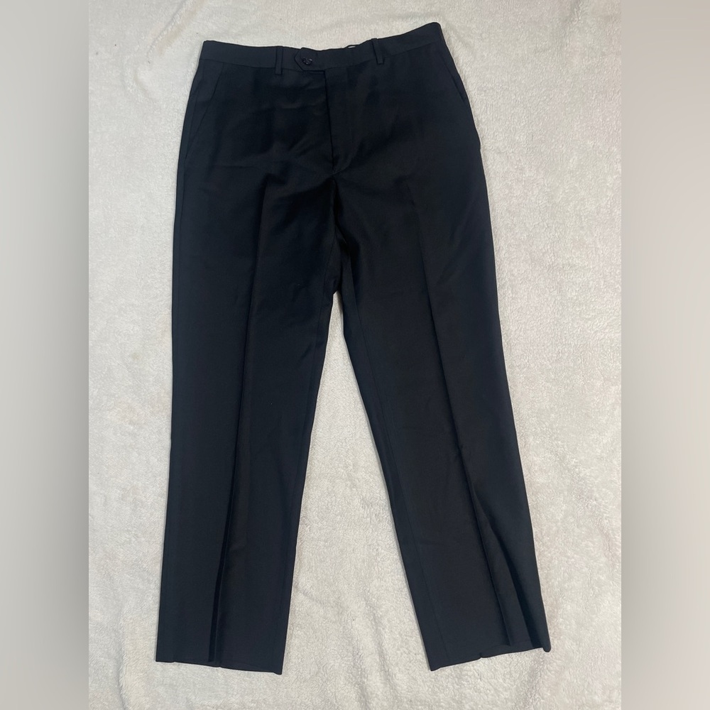 Santorelli luxury serge Wool Roma Flat Front Trouser Black Italy Size 34 - Picture 5 of 12
